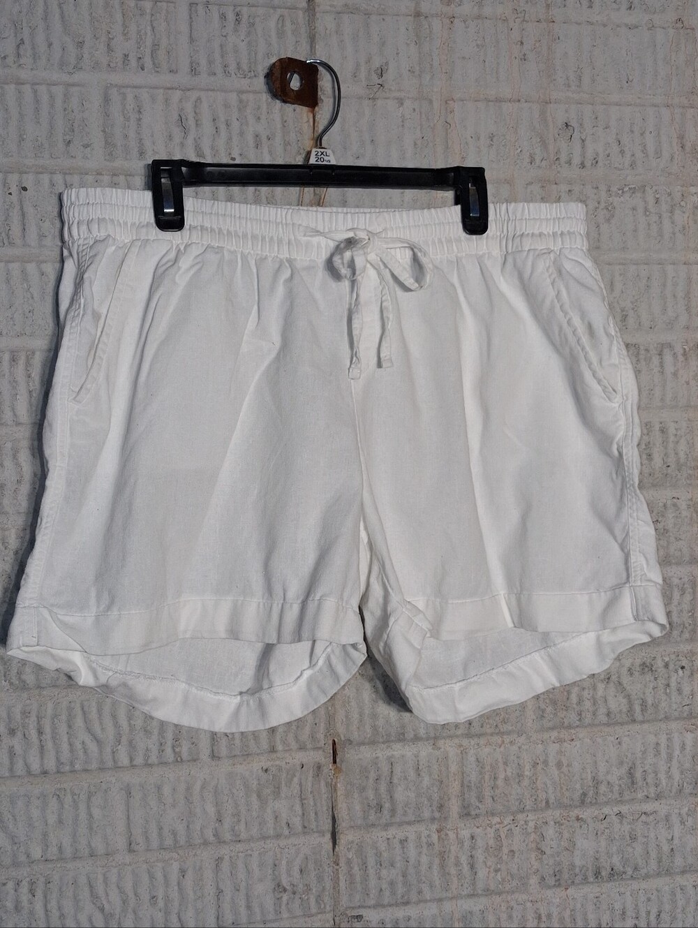 Old Navy Women's  White Linen Blend Elastic Waist Drawstring Shorts XL